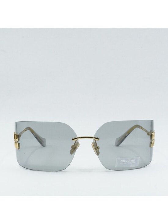Miu Miu MU54YS 5AK30B Sunglasses Gold Geometric Frame, Grey Lenses main image 5